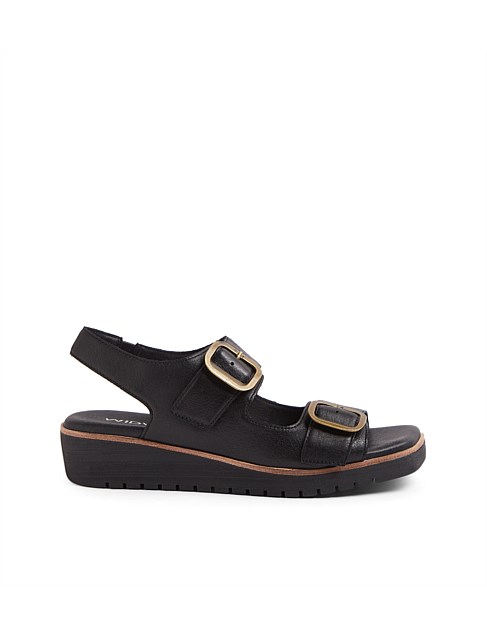 Kerlin Black Leather Sling Back Sandals