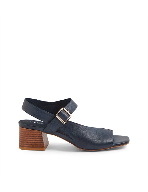 Fallye Navy Leather Sling Back Sandals