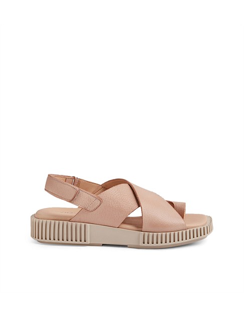 Isabal Camel Almond Tumble Leather Sling Back Sandals