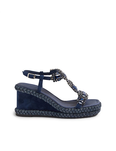 Vixel Navy Suede Jewels Espadrilles