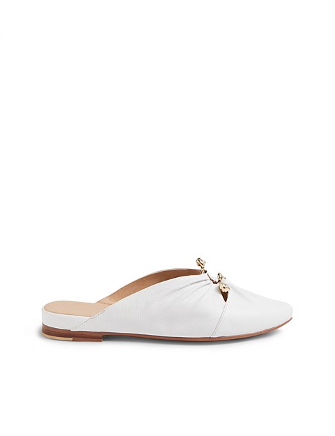 Fabell White Leather Mules