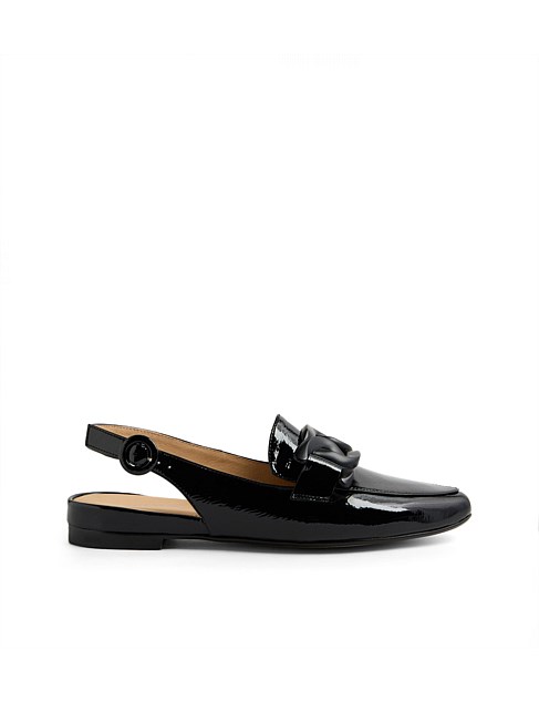 Favil Black Patent Leather Flat Shoes