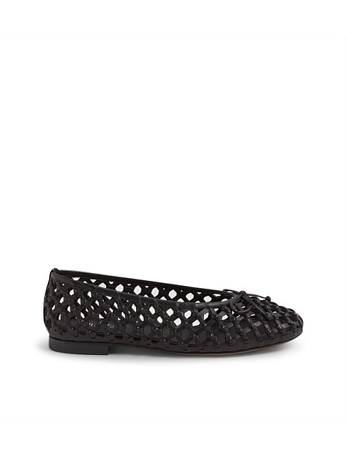 Benga Black Leather Ballet Flats