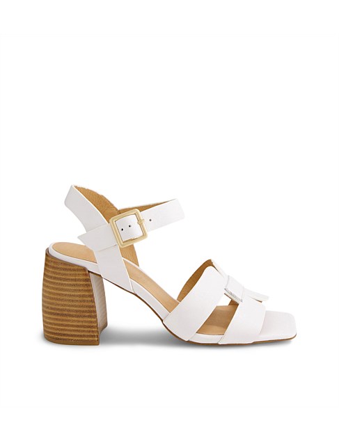 Tellary White Natural Leather Sandals