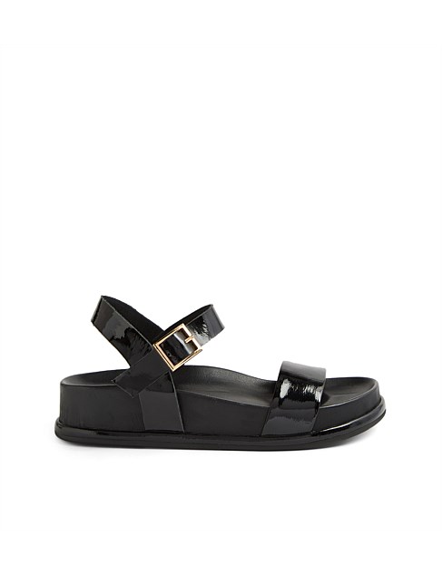 Gratten Black Patent Leather Sandals