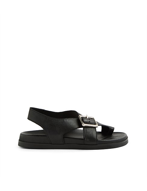 Rakkal Black Silver Leather Sandals