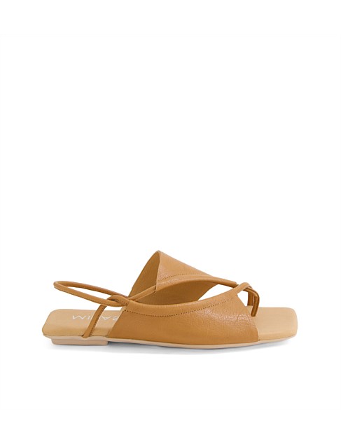 Eggan Dark Tan Leather Sling Back Sandals