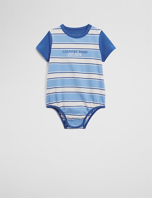 Organically Grown Cotton Country Road 74 Stripe Bodysuit