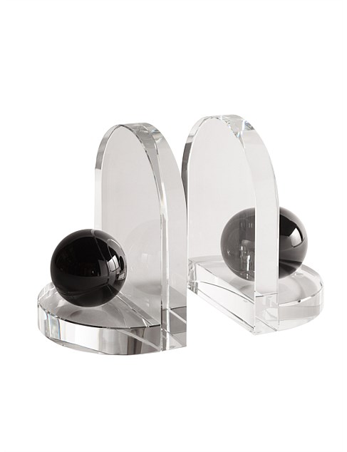 Blitz Crystal Bookends Clear & Black Onyx