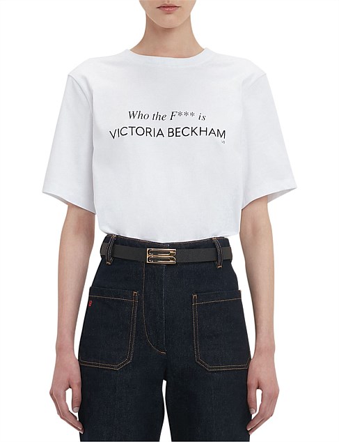 SLOGAN T-SHIRT WHO THE F*** IS VICTORIA BECKHAM