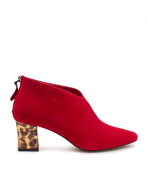 Helene Red Leopard Suede Heels