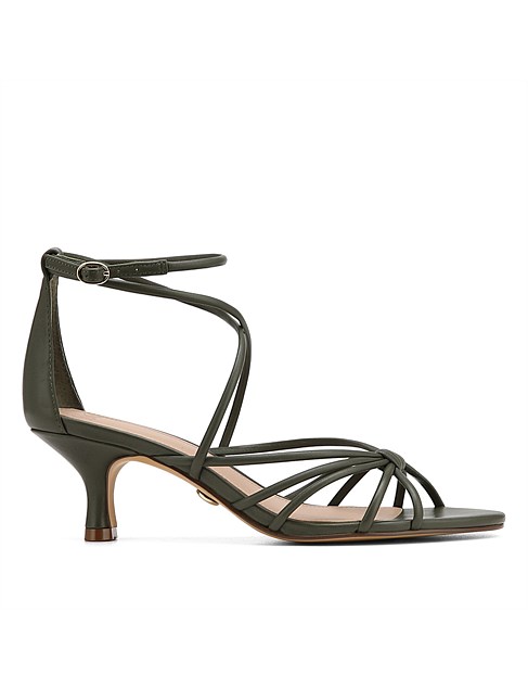 KYIA Olive Green Leather Strappy Heel