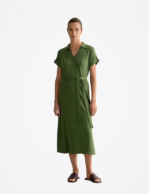 Linen Cotton Collared Knit Dress