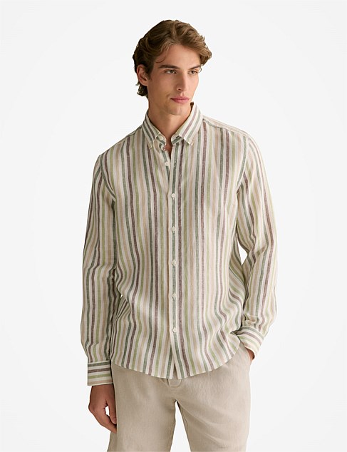 Regular Fit Linen Multi Stripe Shirt