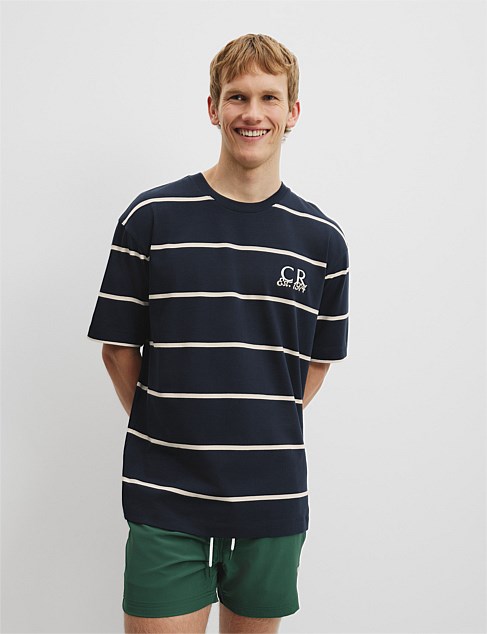 Verified Australian Australian Cotton CR Logo Stripe T-Shirt