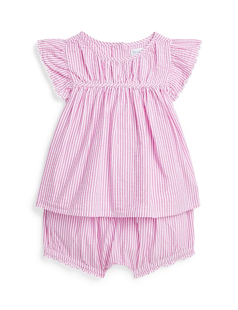 Striped Seersucker Top & Bloomer Set (3 Mths - 24 Mths)