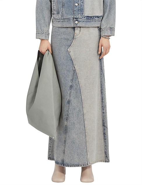 Two Tone Denim Midi Skirt