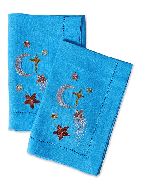 Twinkle Twinkle Embroidered Linen 4 Pieces Napkin Set