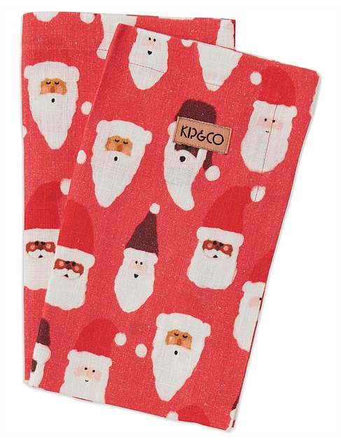 HoHoHo Red Linen 4 Pieces Napkin Set One Size