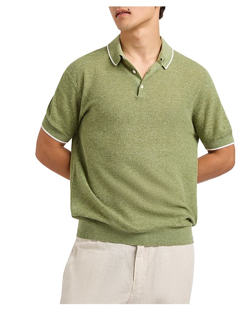 BOWDEN LINEN BLEND KNIT POLO