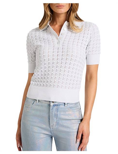 HANNAH SHIMMER KNIT POLO