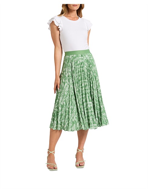 CIRCLE BACK PLEAT SKIRT