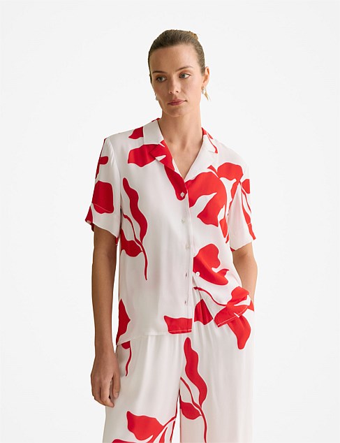 Shadow Palm Draped Short Sleeve Shirt