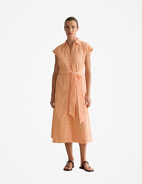 Broderie Anglaise Cap Sleeve Dress