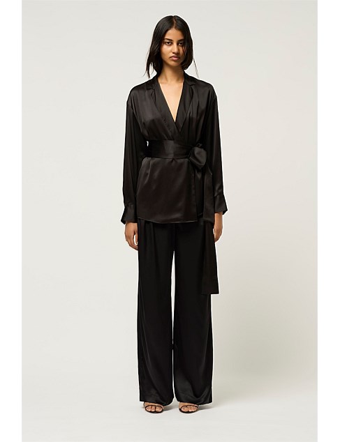 RELAXED SILK WRAP SHIRT