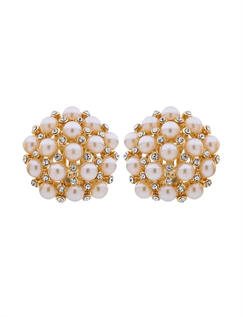 PEARL MASS STUD CLIP EARRINGS