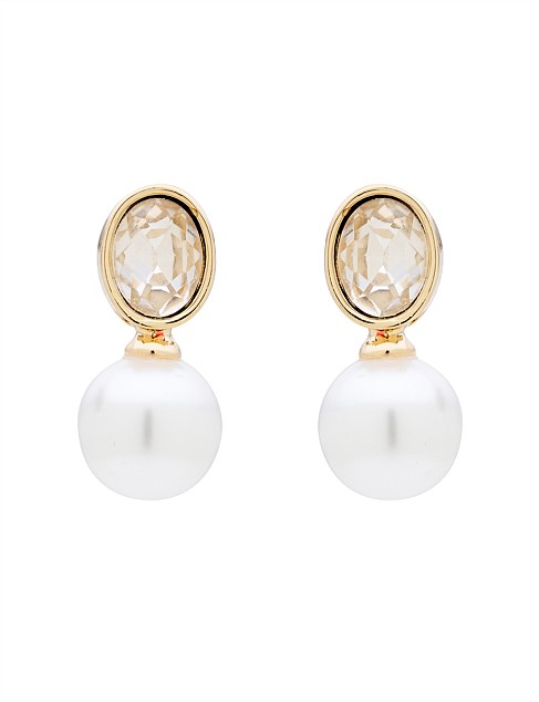 PEARL AND GLASS STONE STUD EARRINGS