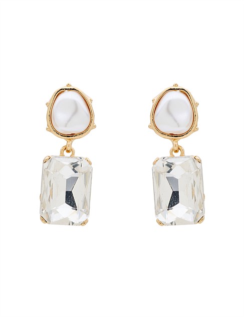 PEARLINE RECTANGE STONE EARRINGS