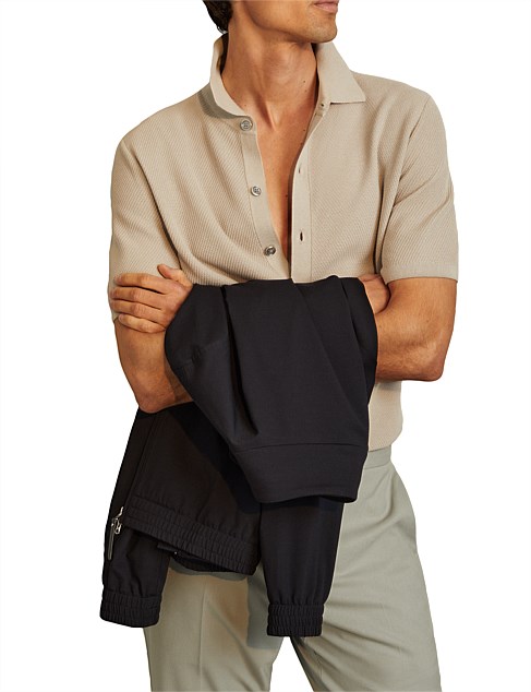 BRAVO SHORT SLEEVE BUTTON THROUGH TEXTURED SHIRT