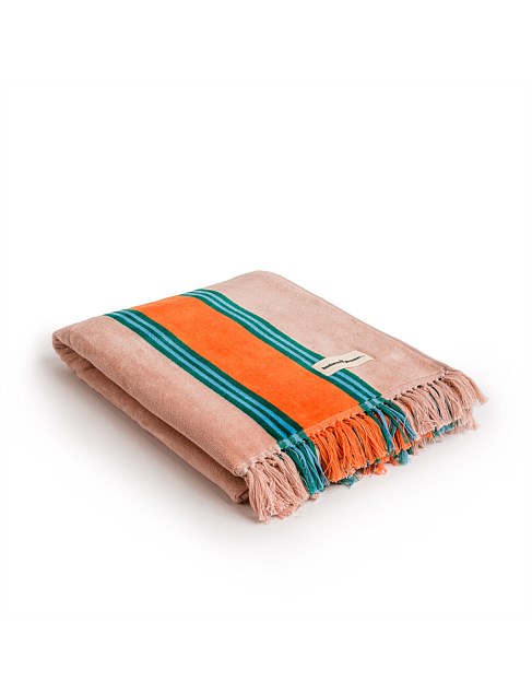 BEACH TOWEL - BISTRO DUSTY PINK STRIPE