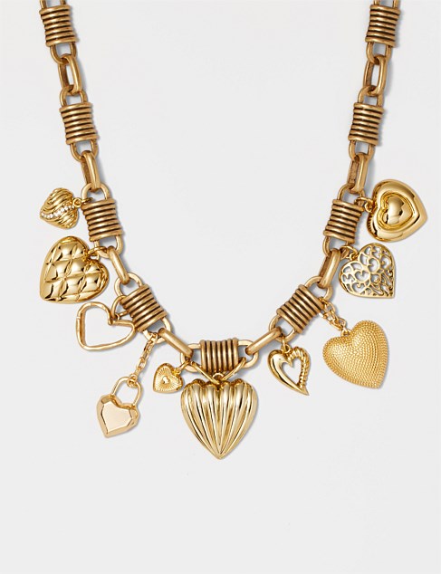 Elle Ferguson Paris Heart Charm Statement Necklace