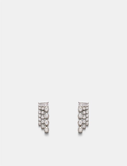 Crystalline Mini Fringe Stud Earrings