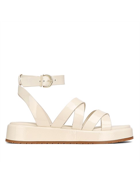 CHERISH Ivory Crinkle Patent Leather Strappy Sandal