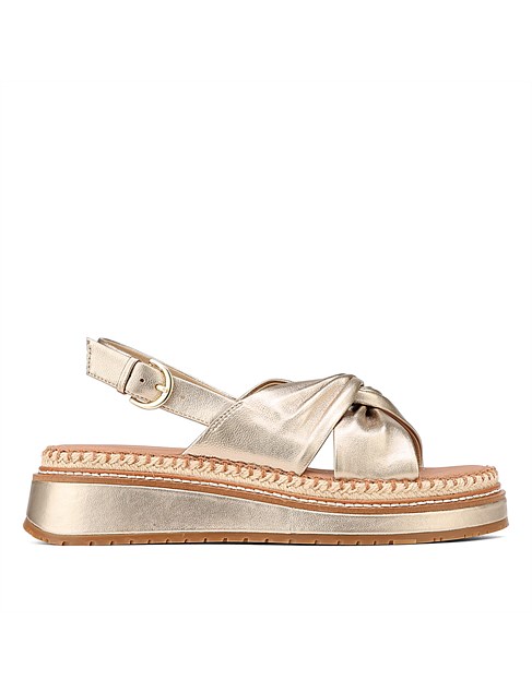 DESTINY Champagne Metallic Leather Flatform