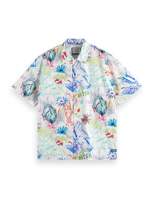 Swan Print Poplin Shirt