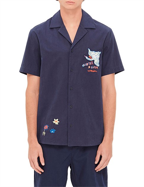 Regular-Fit Embroidered Camp Shirt