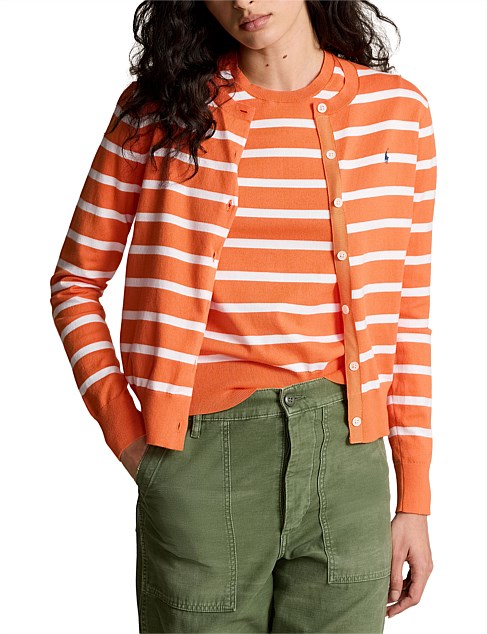 STRIPED COTTON-BLEND CARDIGAN