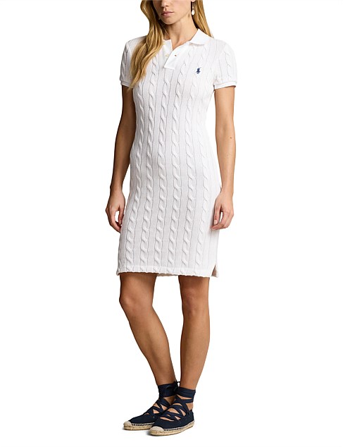 CABLE-KNIT COTTON POLO DRESS