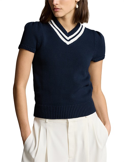 SHORT-SLEEVE COTTON CRICKET SWEATER