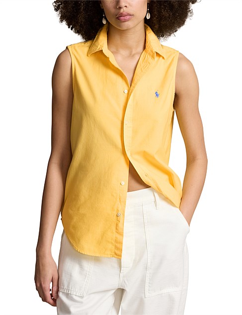 COTTON OXFORD SLEEVELESS SHIRT