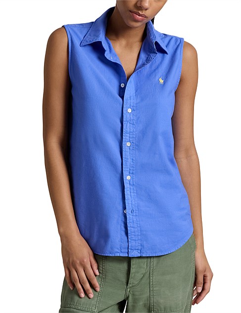 COTTON OXFORD SLEEVELESS SHIRT