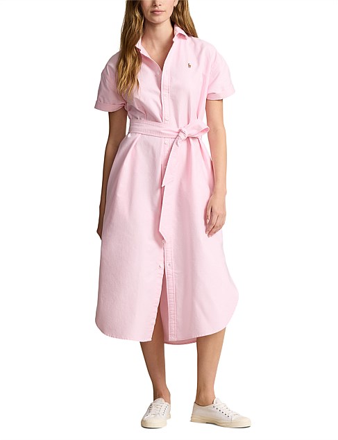 BELTED SHORT-SLEEVE OXFORD SHIRTDRESS