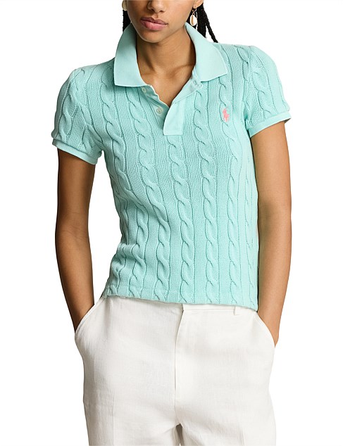 CABLE-KNIT POLO SHIRT