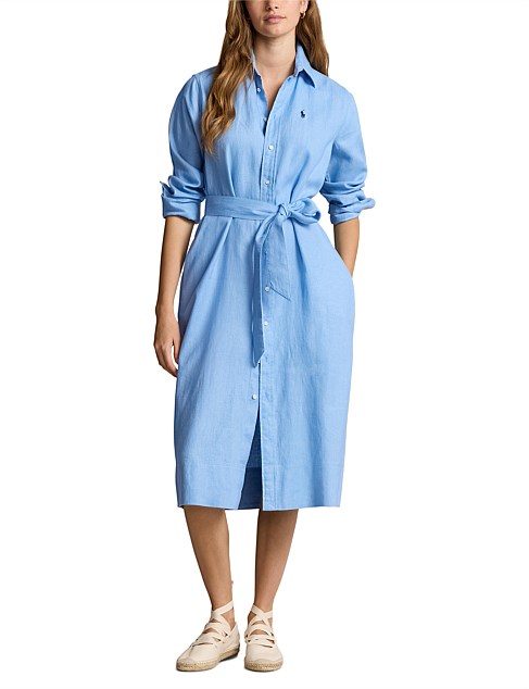 BELTED LINEN SHIRTDRESS