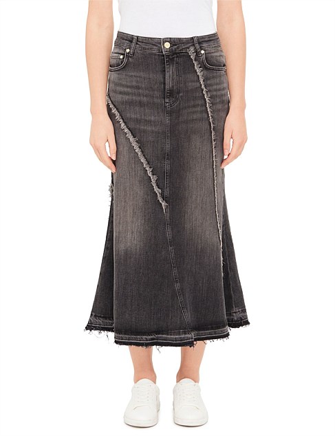 Mermaid Tint Edge Denim Maxi Skirt