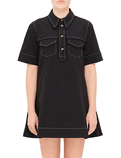 Crepe Sable Collared Mini Dress